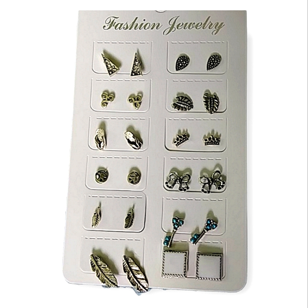 Lot of 12 Silver Earring Studs